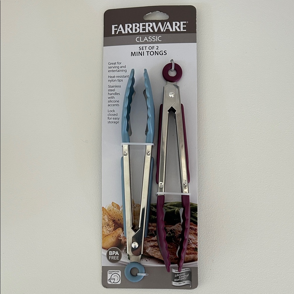 Farberware Classic Mini Tongs Set - Blue and Purple